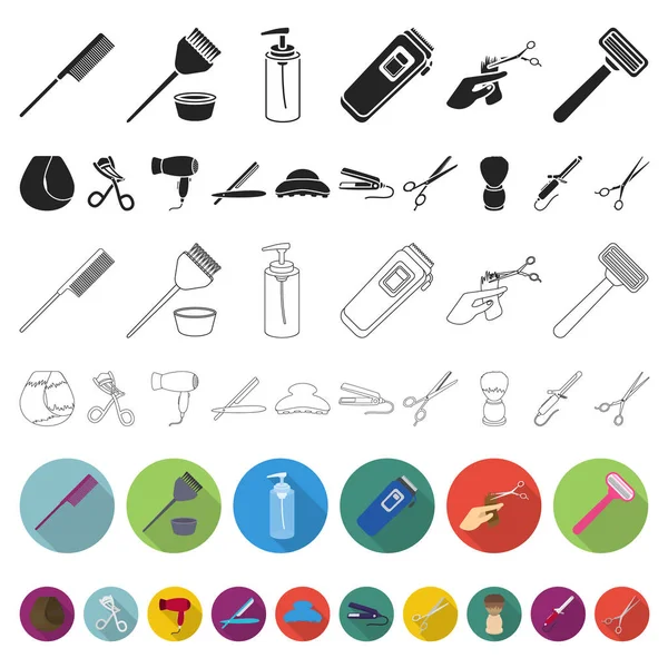 Kapper en extra platte pictogrammen in set collectie voor design. Beroep kapper vectorillustratie symbool voorraad web. — Stockvector