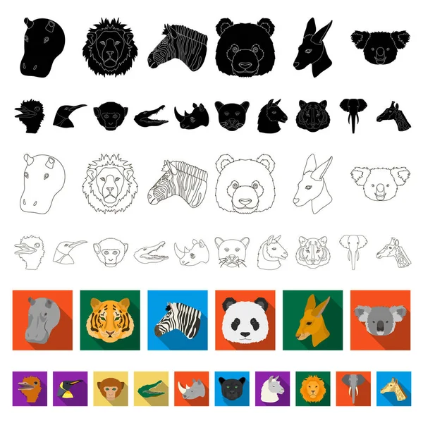 Divokých zvířat ploché ikony v kolekce sady pro design. Savců a ptáků symbol akcií webové vektorové ilustrace. — Stockový vektor