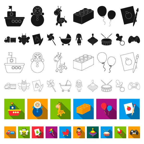 Παιδιά παιχνίδι επίπεδη εικονίδια στη συλλογή σετ για σχεδιασμό. Παιχνίδι και μπιχλιμπίδι σύμβολο μετοχής web εικονογράφηση διάνυσμα. — Διανυσματικό Αρχείο