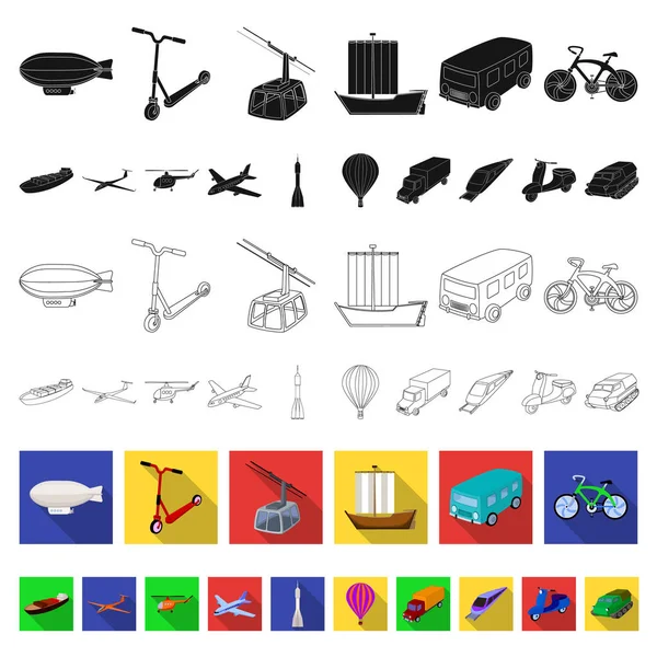 Verschiedene Arten von Transport-Flachsymbolen in Set-Kollektion für Design. Auto und Schiff Vektor Symbol Stock Web Illustration. — Stockvektor