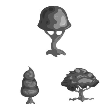 Ağaç ve doğa simge vektör tasarımı. Web için ağaç ve taç hisse senedi simgesi kümesi.