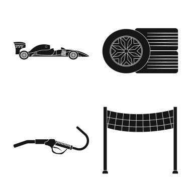 Bir araba ve ralli işaret tasarım vektör. Hisse senedi için araba ve yarış vektör simge kümesi.