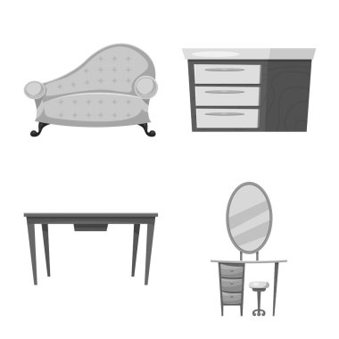 Mobilya ve daire simge vektör Illustration. Koleksiyon Mobilya ve ev hisse senedi vektör çizim.