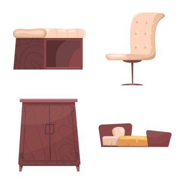 Vektör çizim mobilya ve daire sembolü. Mobilya ve ev hisse senedi simgesi için web topluluğu.