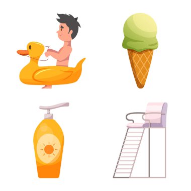 Havuzu ve yüzme simge vektör Illustration. Hisse senedi için havuz ve etkinlik vektör simge topluluğu.