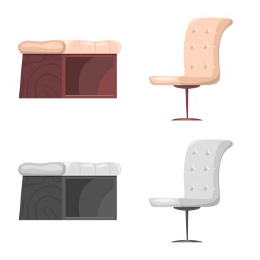 Mobilya ve daire logo vektör tasarımı. Mobilya ve ev hisse senedi simgesi web için set.