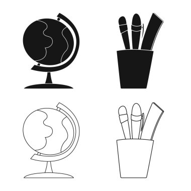 Eğitim ve öğrenme simge vektör çizimi. Eğitim ve okul hisse senedi vektör çizim koleksiyonu.