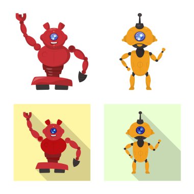 Robot ve fabrika logo vektör tasarımı. Web için robot ve uzay hisse senedi simgesi kümesi.