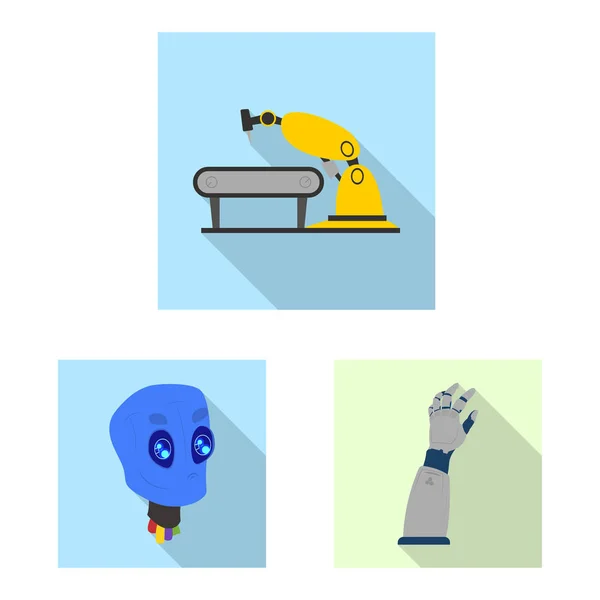 Vektor-Design von Roboter und Fabrik-Logo. Set von Roboter- und Space Stock Vector Illustration. — Stockvektor