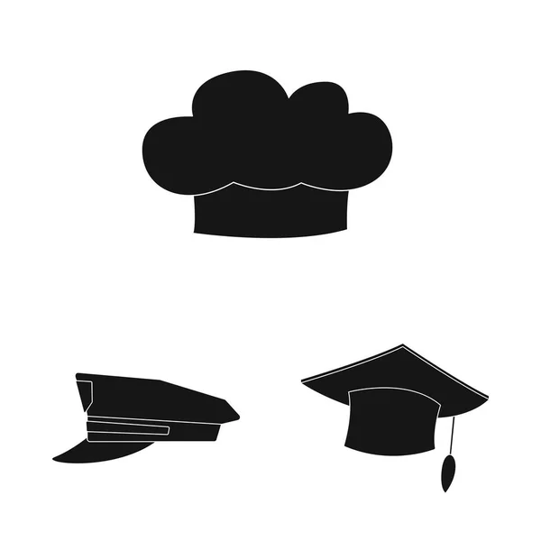 Ilustração vetorial de chapéus e chapéus. Coleção de chapéus e acessórios símbolo de estoque para web . —  Vetores de Stock