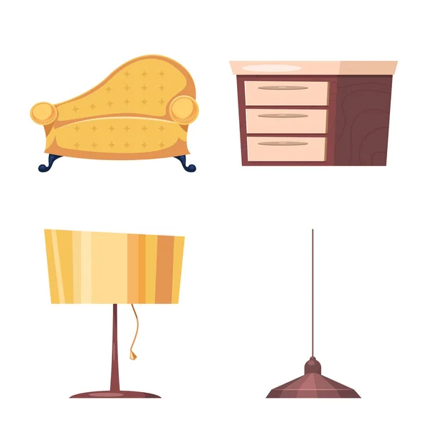 Изолированный предмет мебели и логотип квартиры. Комплект мебели и иконка домашнего вектора на складе . — стоковый вектор