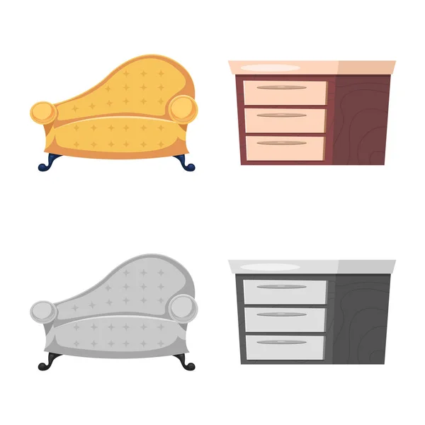 Illustration vectorielle des meubles et du symbole de l'appartement. Collection de meubles et icône vectorielle maison pour stock . — Image vectorielle