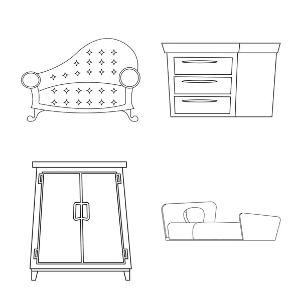 가구와 아파트 로고의 벡터 그림입니다. 가구와 재고에 대 한 홈 벡터 아이콘 세트. — 스톡 벡터