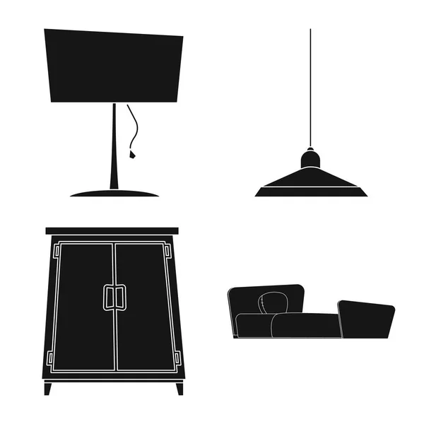 Vektorové ilustrace z nábytku a byt znamení. Sada nábytku a domácí burzovní symbol pro web. — Stockový vektor
