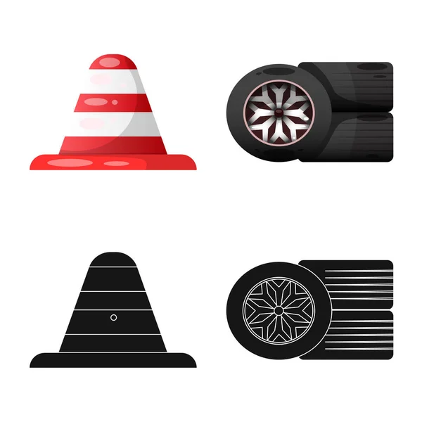 Objeto isolado de carro e logotipo de rali. Coleção de carro e símbolo de estoque de corrida para web . — Vetor de Stock