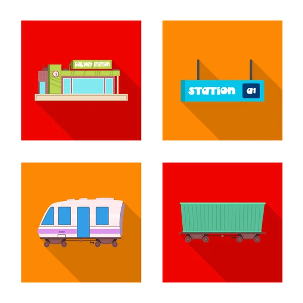 Ilustración Vectorial Del Signo Tren Estación Colección Ilustración Vectores Trenes — Archivo Imágenes Vectoriales