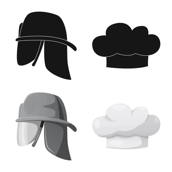 帽子とキャップのシンボルの孤立したオブジェクト。Web の帽子とアクセサリーのストック シンボルのコレクション. — ストックベクタ
