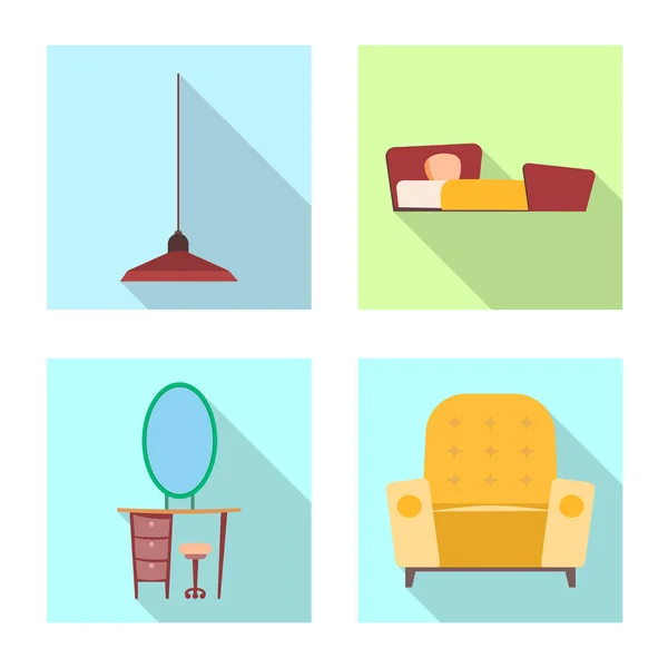 Vektor design av möbler och lägenhet ikonen. Uppsättning av möbler och hem vektor ikon för lager. — Stock vektor