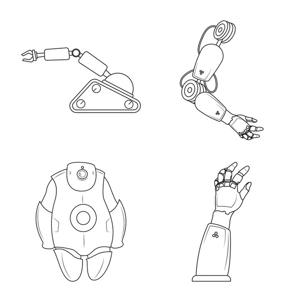 Geïsoleerde object van pictogram robot en fabriek. Set van robot en ruimtevaart vector pictogram voor voorraad. — Stockvector
