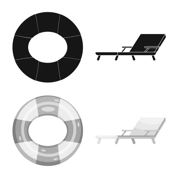Conception vectorielle de la piscine et symbole de natation. Jeu de billard et symbole stock d'activité pour le web . — Image vectorielle