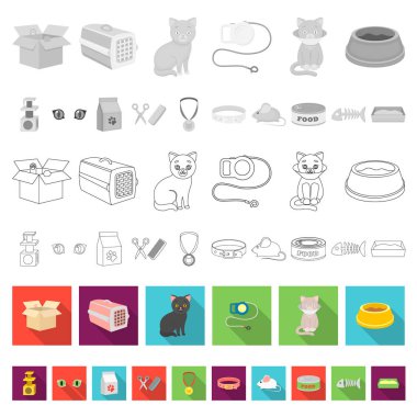 Set koleksiyonu tasarım için bir hayvan kedi düz simgeler. Bir kedi vektör simge stok web gösterim amacıyla bakım.