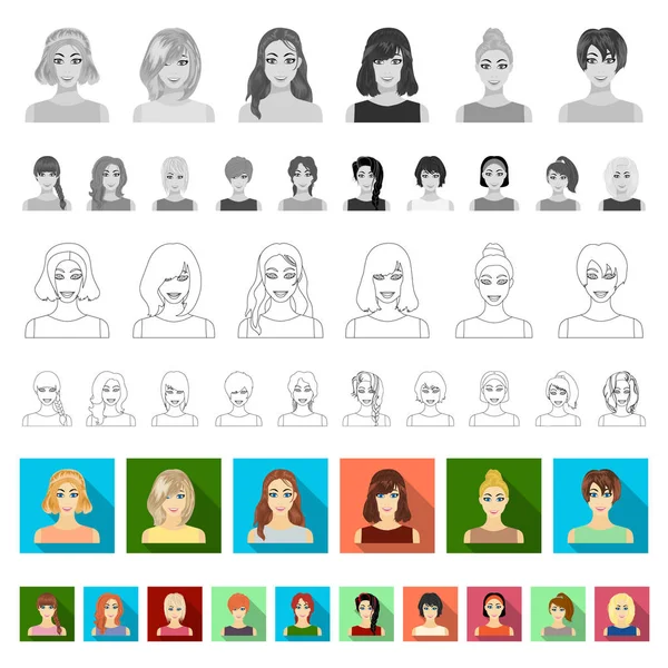 Mulheres Vestuário ícones planos na coleção de conjuntos para design.Vestuário Variedades e Acessórios símbolo vetorial ilustração web stock . —  Vetores de Stock