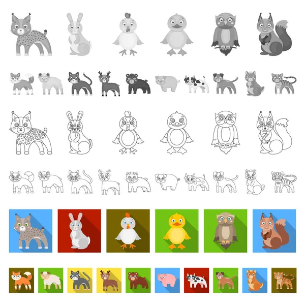 Hračka zvířata ploché ikony v nastavení kolekce pro design. Pták, predátor a býložravec symbol akcií webové vektorové ilustrace. — Stockový vektor