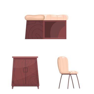 Mobilya ve daire logo vektör Illustration. Mobilya ve ev hisse senedi vektör çizim.