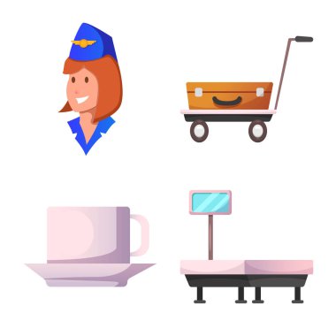 Havaalanı ve uçak simge vektör tasarımı. Hisse senedi için Havaalanı ve uçak vektör simge topluluğu.