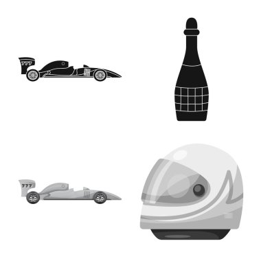Bir araba ve ralli işaret tasarım vektör. Hisse senedi için araba ve yarış vektör simge kümesi.