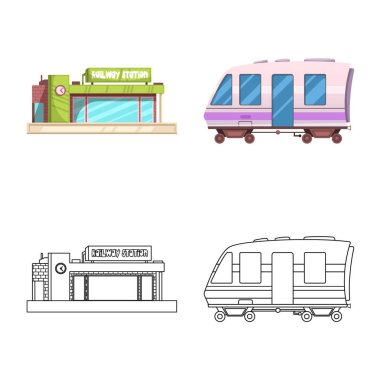 Tren ve İstasyonu simge vektör Illustration. Tren ve bilet hisse senedi simgesi için web topluluğu.
