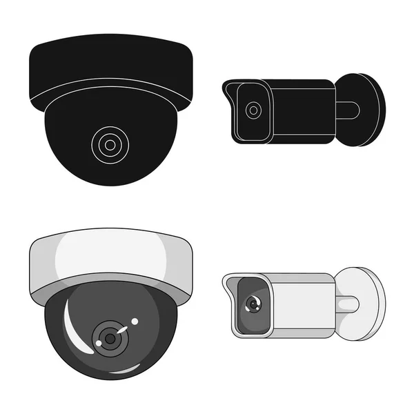 Diseño vectorial de cctv e icono de la cámara. Colección de cctv y vector de sistema icono para stock . — Vector de stock