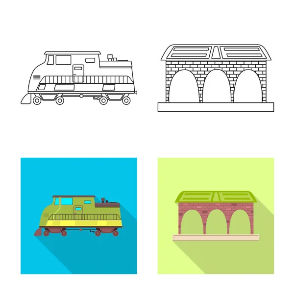 Ізольований об'єкт логотипу поїзда та станції. Збірка символів поїздів і квитків для Інтернету . — стоковий вектор