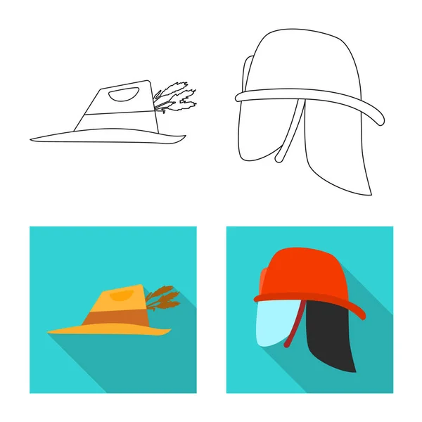 Objetos isolados de chapéus e chapéus. Conjunto de chapéus e acessórios ilustração vetorial . — Vetor de Stock