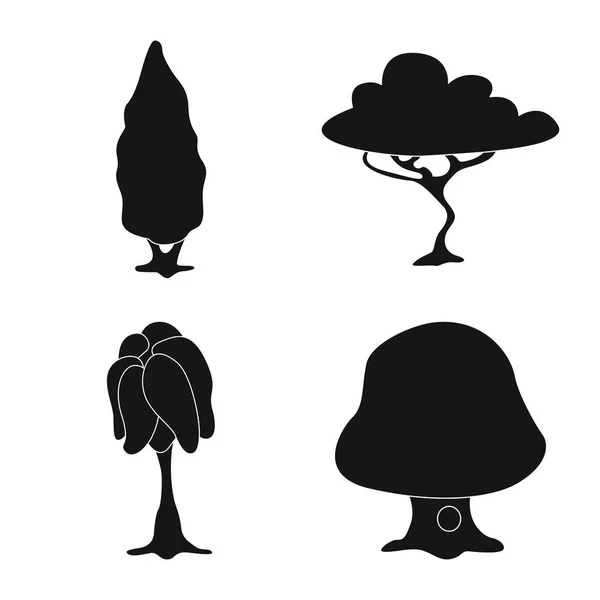 Vector ontwerp van boom en natuur logo. Set van boom en kroon voorraad vectorillustratie. — Stockvector