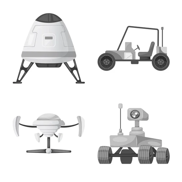 Isolerade objekt av fördärvar och utrymme tecken. Samling av mars och planeten vektor ikonen för lager. — Stock vektor