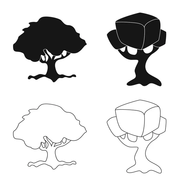 Diseño vectorial de árbol y signo de la naturaleza. Colección de árbol y corona símbolo de stock para la web . — Archivo Imágenes Vectoriales