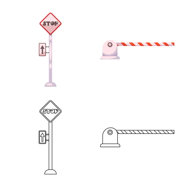 Isoliertes Objekt von Bahnhof und Bahnhofssymbol. Zug- und Fahrkartensymbole für den Bestand. — Stockvektor