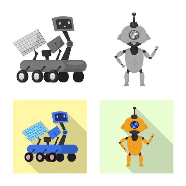 Vector design of robot and factory sign. Set of robot and space vector icon for stock. — Stock Vector