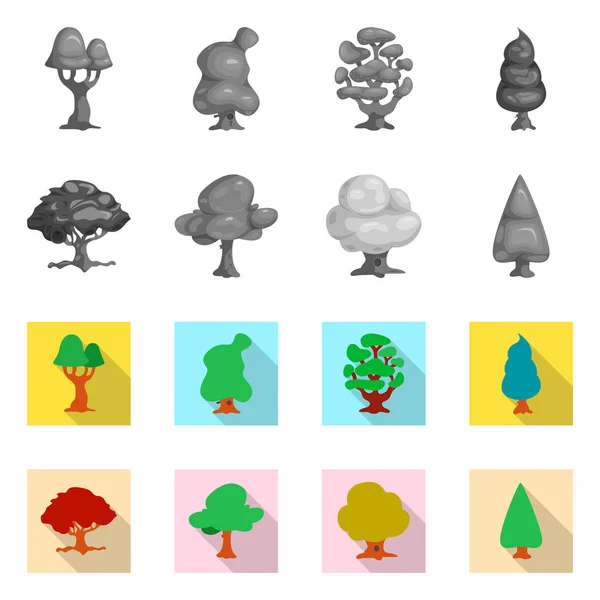 Vektorillustration von Baum und Natursymbol. Set aus Baum- und Kronensymbol für das Netz. — Stockvektor