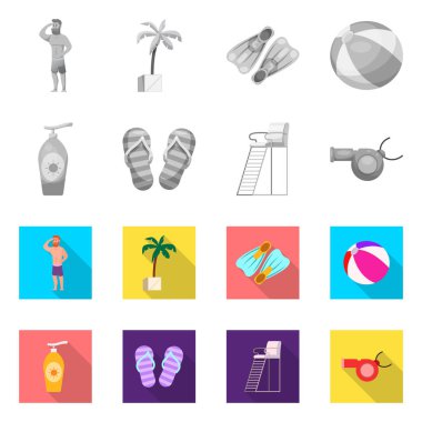 Havuzu ve yüzme işaret illüstrasyon vektör. Hisse senedi için havuz ve etkinlik vektör simge topluluğu.