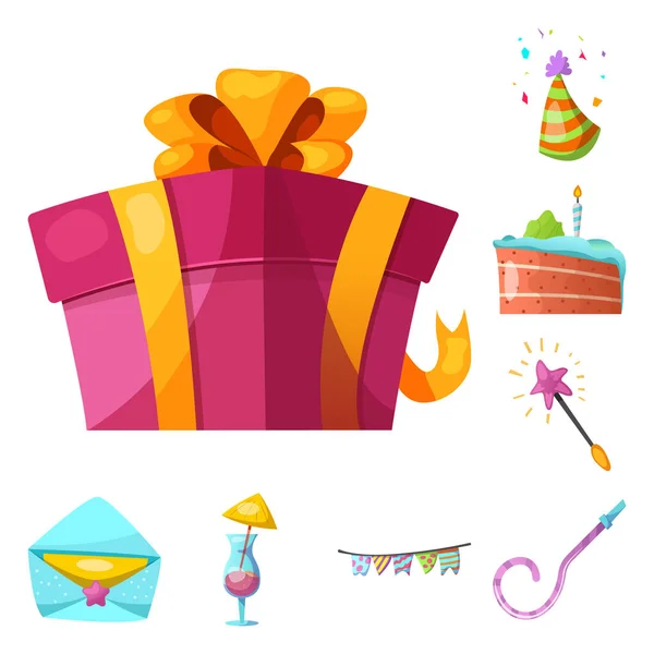 Diseño vectorial de fiesta y cartel de cumpleaños. Conjunto de fiesta y celebración stock vector ilustración . — Vector de stock