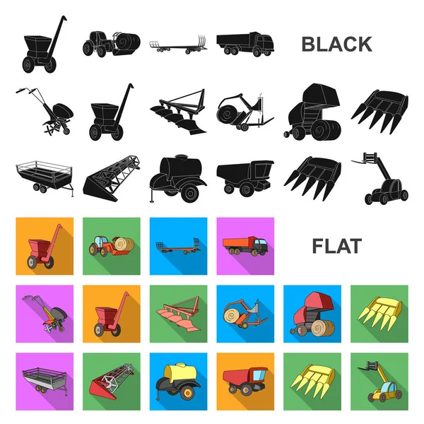 Machines agricoles icônes plates dans la collection ensemble pour la conception. Matériel et dispositif vectoriel symbole stock illustration web . — Image vectorielle