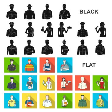 Farklı mesleklerden insanlar set koleksiyonu tasarım için simgeleri düz. İşçi ve uzman sembol stok web illüstrasyon vektör.