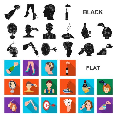 Manipülasyon tarafından el düz simgeler toplama tasarımı için ayarlayın. El hareketi vektör simge stok web çizim.