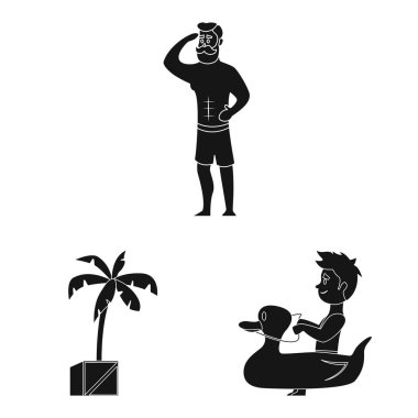 Yalıtılmış nesne havuzu ve yüzme sembolü. Hisse senedi için havuz ve etkinlik vektör simge topluluğu.