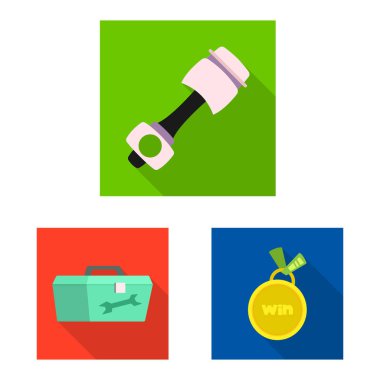 Bir araba ve ralli işaret illüstrasyon vektör. Araba ve yarış hisse senedi vektör çizim seti.