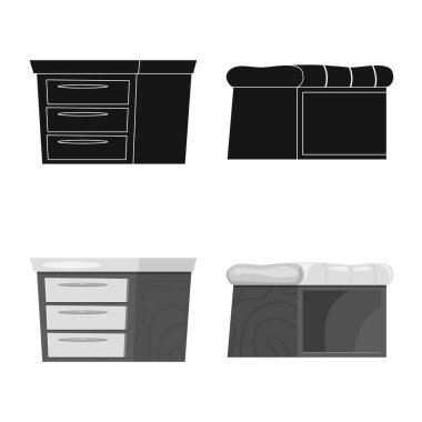 Mobilya ve daire logo yalıtılmış nesne. Mobilya ve ev hisse senedi simgesi için web topluluğu.