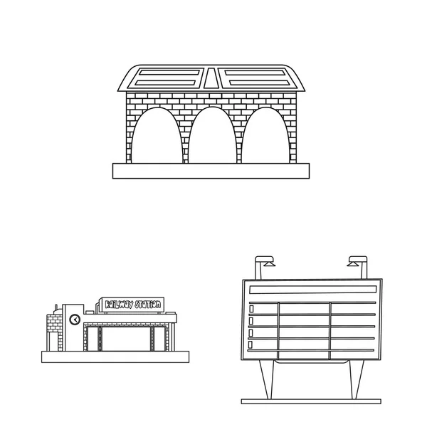 Wektor projekt kolejowy i stacja znak. Kolekcja z pociągu i bilet symbol giełdowy dla sieci web. — Wektor stockowy