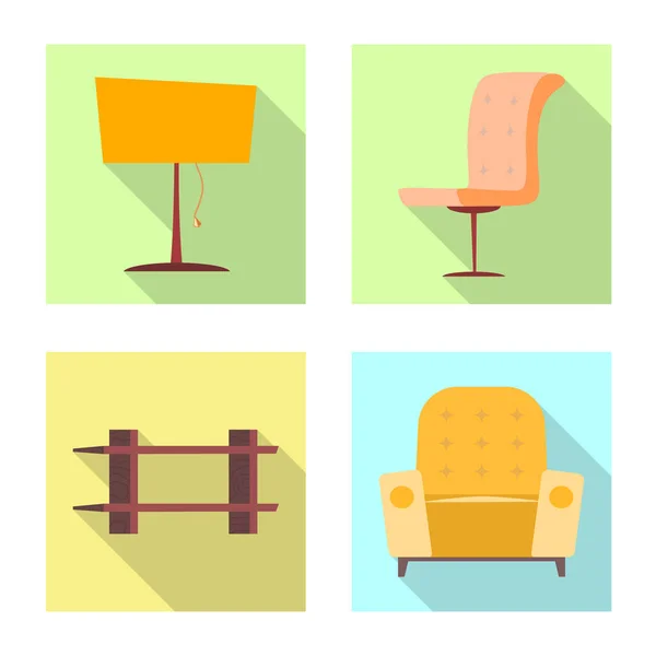 Elkülönített objektum bútorzat és lakás-jel. Bútor és otthoni vektor ikon készletek gyűjteménye. — Stock Vector